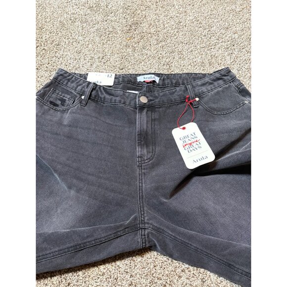 NEW Arula High-Rise Distressed Straight Leg Faded Black Denim Jeans Size 12 Wide - Picture 6 of 13